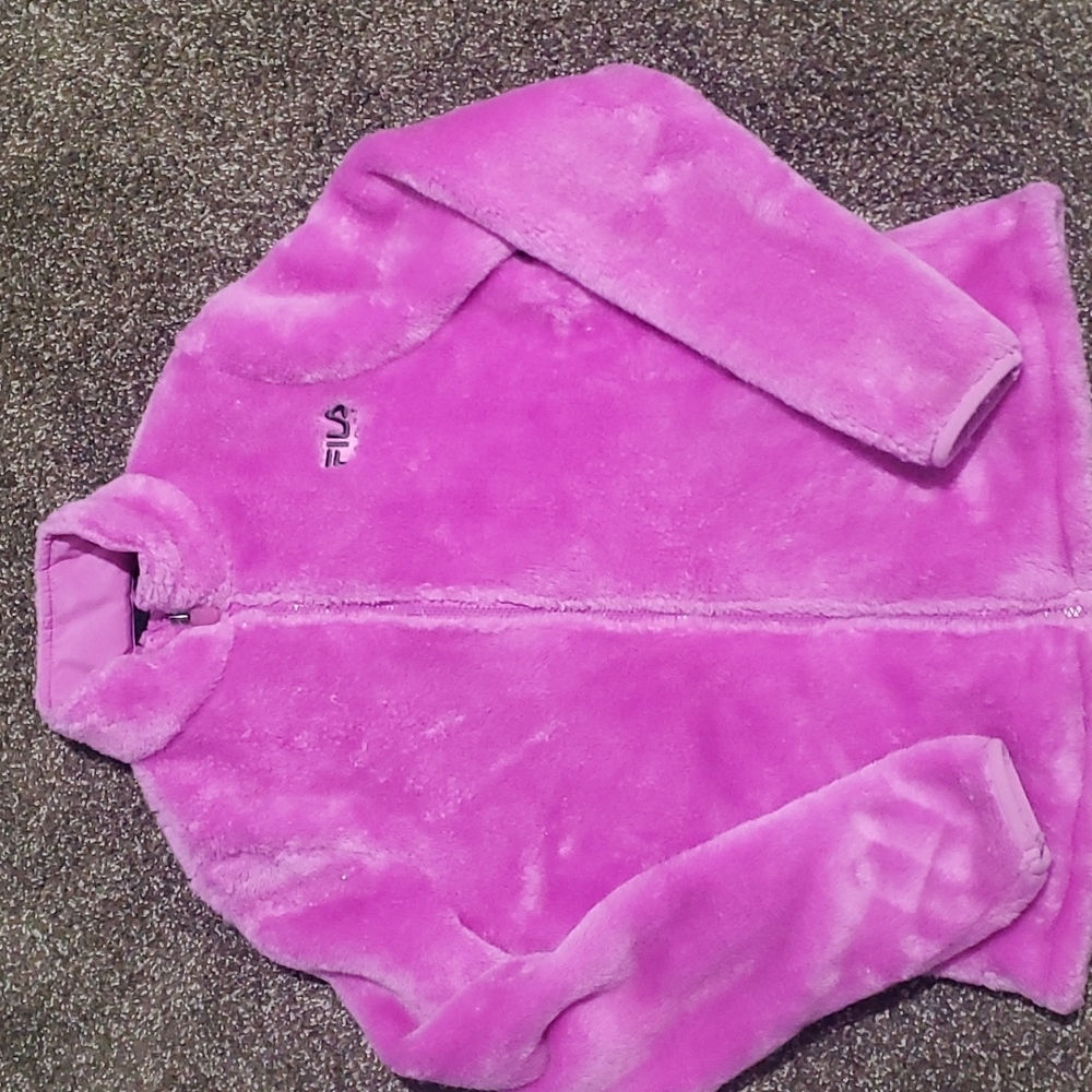 Girls FILA faux fur face jacket
